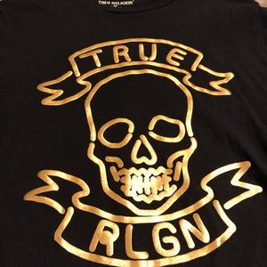 True Religion Black/Gold Skull T-Shirt